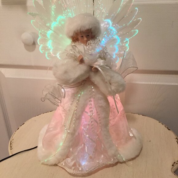 12" Target Fiber Optic Angel TREE TOPPER Color Changing Wings BEAUTIFUL & CLEAN! - Picture 2 of 12